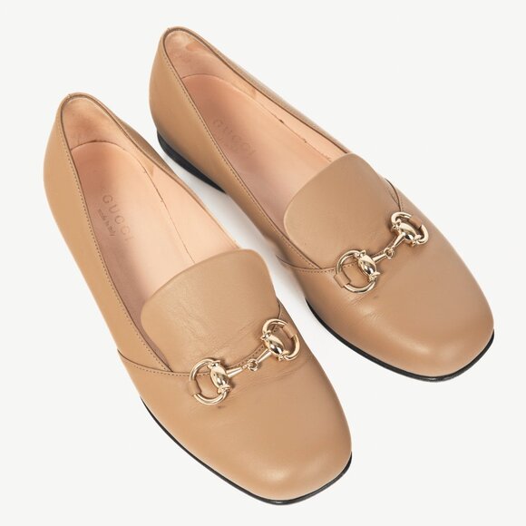 Gucci Beige Horsebit Leather Loafers - Picture 1 of 11